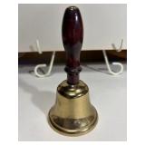 Vintage Brass School Bell 5 1/2' tall with wooden