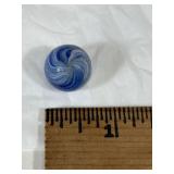 1 Vintage Clear Blue/White Swirl Marble 3/4'