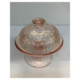 Pink Depression Glass Candy Dish w/lid 5' tall