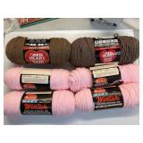 6 SKEINS OF YARN, RED HEART , & WINTUK