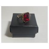 Avon Big Red Stonoe Ring new in box