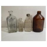 Vintage Lot of 4 Glass Bottles