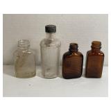 Vintage lot of 4 Glass bottles