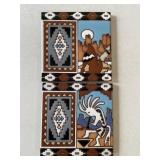2 EARTHTONES SOUTHWEST TRIVETS, KACHINA