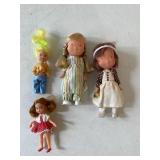 4 SMALL DOLLS, HOLLY HOBBIE & OTHERS