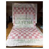 Vintage 100lb net cloth sack Purina Layena Mash