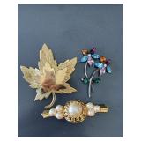 3 SIGNED MONET BROOCH PINS