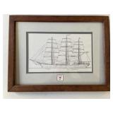 DANMARK 1932 SIGNED & FRAMED SAILBOAT