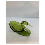 Vintage Viking Green Glass Swan Dish-1970's