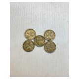 5 Silver War Nickels 1942P-S, 1945 PDS