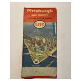 1950s Pittsburgh Map ESSO Gas Stations