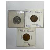 1913-D,1928-S 'LARGE S', 1852-S JEFFERSON