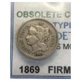 1869 3 CENT CN PC