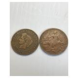 1876 FRANCE 5 CENTIMES, 1916 FRANCE 5 CENTIMES