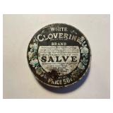 Antique White Clover band Salve Advertising Tin