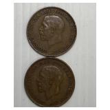 1928 & 1929 English Large Cents