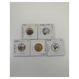 1999-2009 Painted & Gold Plated State QTR x5