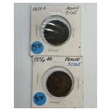 1854-A & 1856-BB France 5cent pc