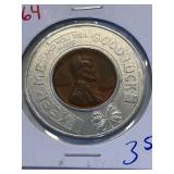 1964 Good Luck Token w/penny