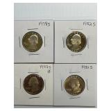 1977-S, 78-S, 81-S, 82-S Proof Wash Qtrs x4