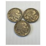 1934, 1936, 1937-D Buffalo  Nickels