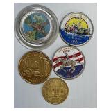 Painted, Gold Plated US Coins