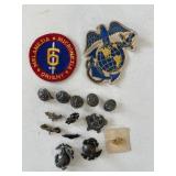 MILITARY LOT: PINS, PATCHES, ETC. - LOT OF 15