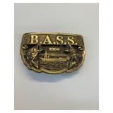 VINTAGE 1990 BASS BELT BUCKLE - BRONZE