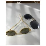 2- VINTAGE SUN GLASSES: AMBER CREAM PLASTIC(JAPAN)