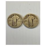 2 'S' Standing Liberty Quarters no date