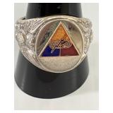 Silver Military Ring Marked Sterling sz 9 1/4