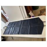 FAUX LEATHER GARMENT BAG, NAVY