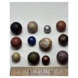 12 CLAY MARBLES VINTAGE 3/8'-5/8'