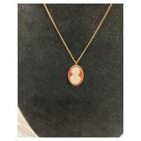 18' NECKALCE W/ CAMEO & EARRINGS