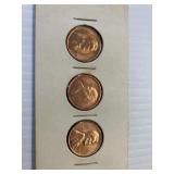 1955-S, 1958-D, 1965 Wheat & Maple Leaf Cent BU