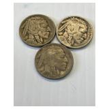 1927, 1926, 1930 Buffalo Nickels x3