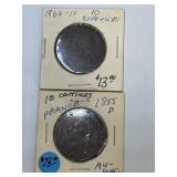 1855 & 1866 France 10 Centimes
