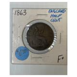 1863 English 1/2 cent