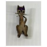 Silver Cat Pin marked 925
