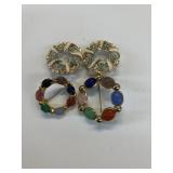 4 VINTAGE BROOCH PINS