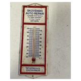 Vintage Metal Thermometer Skovenski Auto Repair