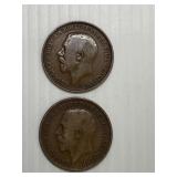1912 & 1913 English Large Cents