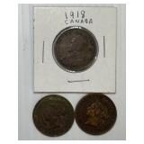 Canadian 1899, 1900, 1918 Large Cents