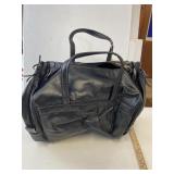 FAUX LEATHER DUFFEL BAG, BLACK