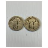 2 'D' Standing Liberty Quarters no date