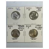 Error Lot Washington Quarters x4