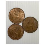 1967, 1965, 1919 English Large Cents
