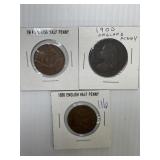 1900 English Penny & 1936 + 44 English Half Pennie