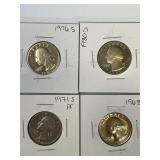 1968-S, 71-S, 76-S, 80-S Proof Wash Qtrs x4