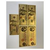 24kt Gold Layered Currency $100 x5